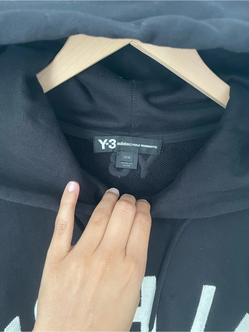 Y-3 x Adidas Yohji Letters Hoodie in black